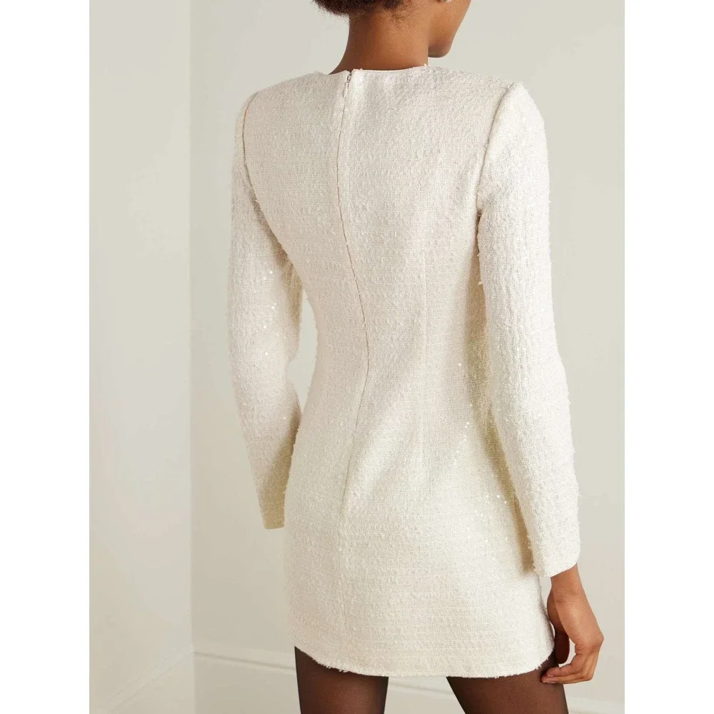 NEW Self-Portrait Women's Boucle Diamante Bow Mini Dress $555 - Size US 8 / UK 8 - Picture 3 of 15